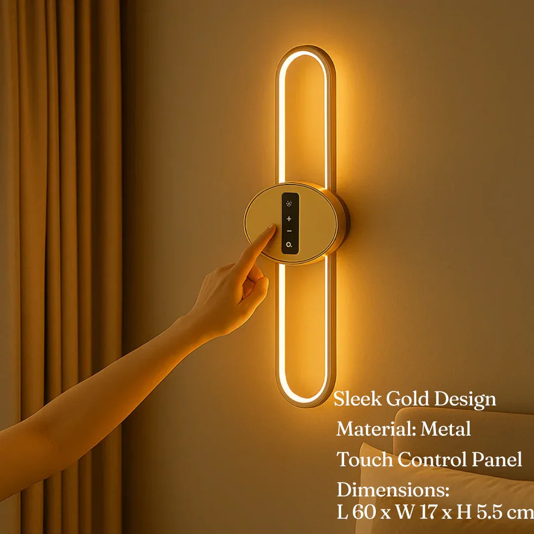 Modern LED Wall Light with Touch Control Panel | 3 Color Modes & Adjustable Brightness | Ideal for Bedroom, Living Room & Lobby