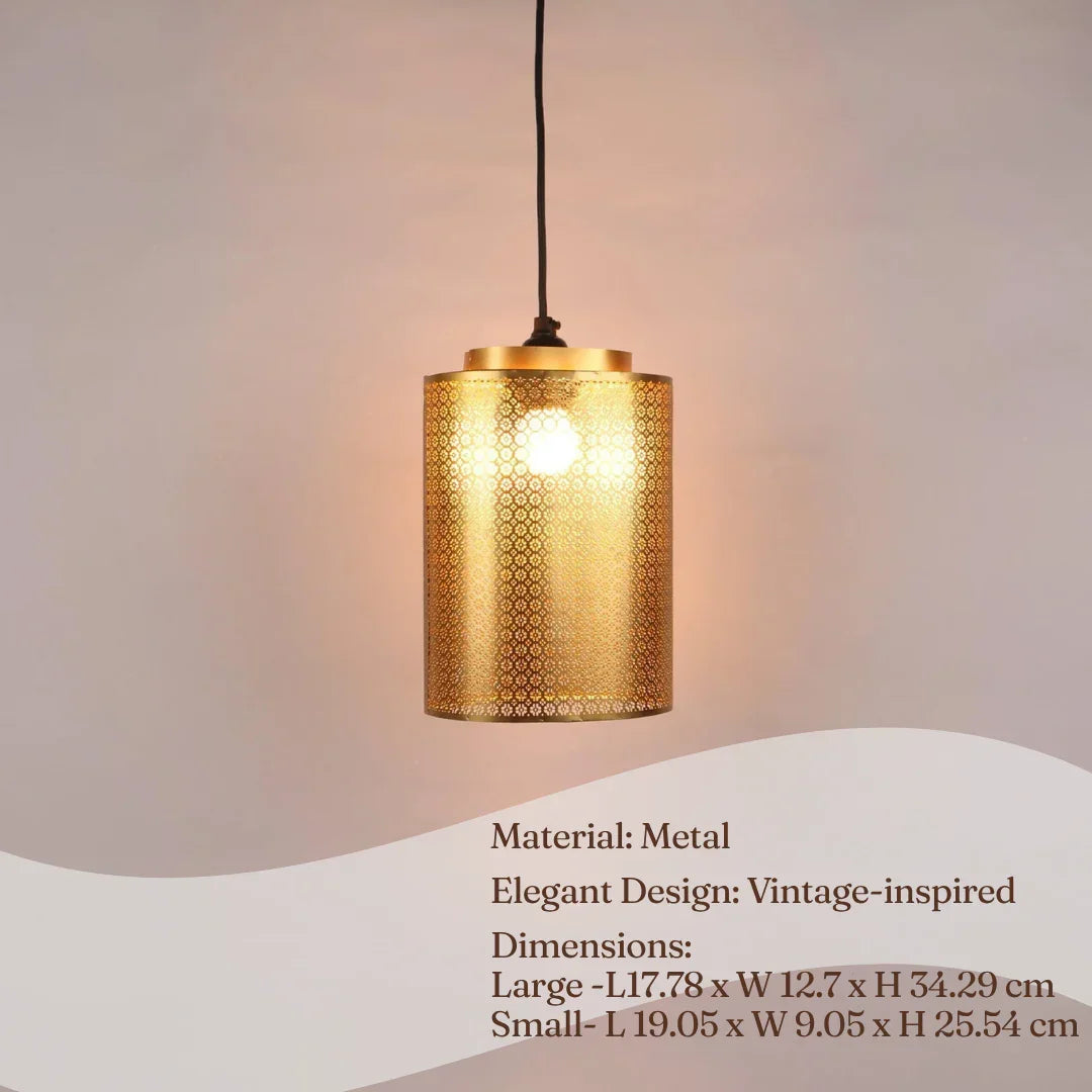 Ruhani Gold Pendant Light | Vintage Hanging Ceiling Lamp | Aesthetic Light for Dining Table
