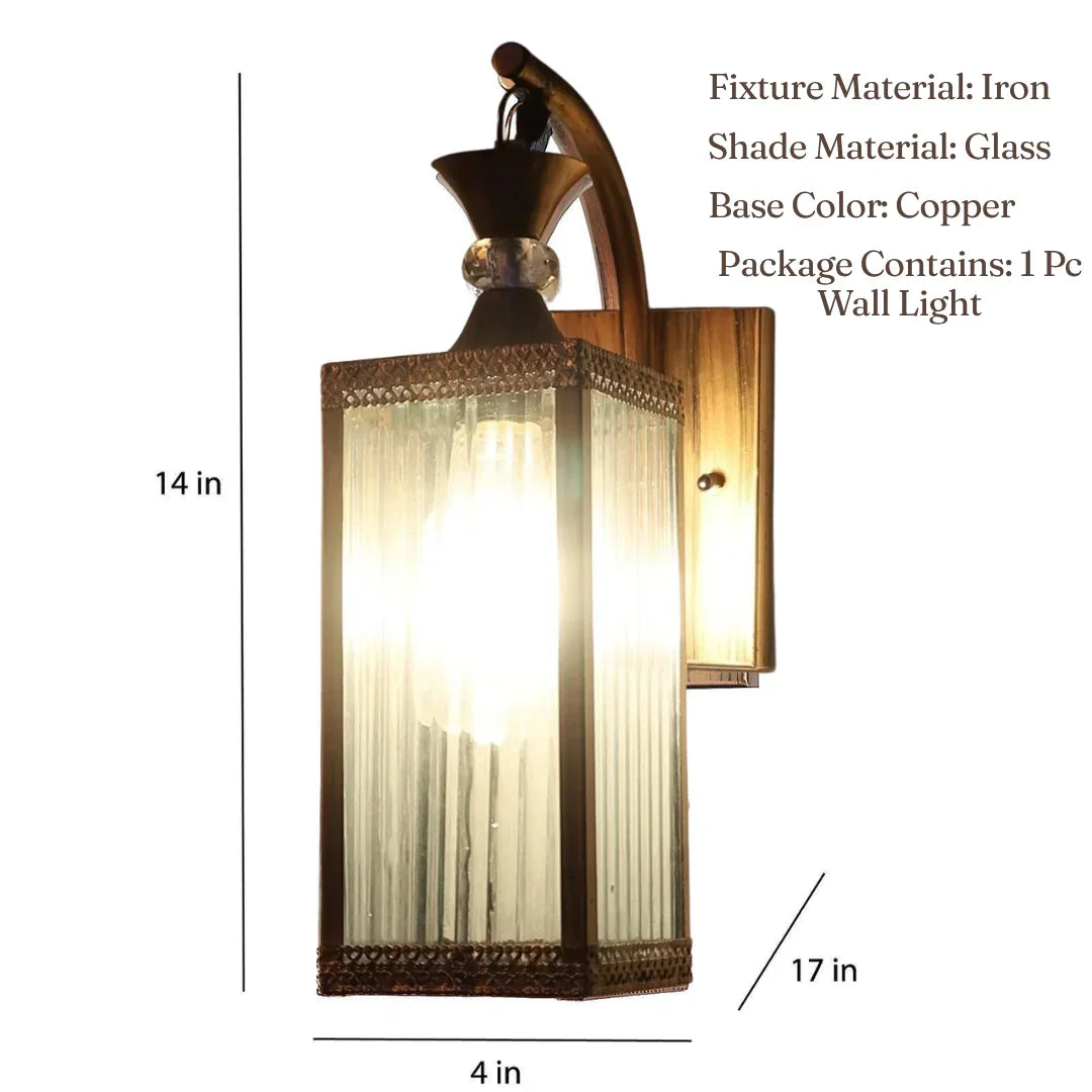 Chakor Luxurious Glass Finish Wall Lampshade | Decorative Copper Iron Wall Light For Home Decor