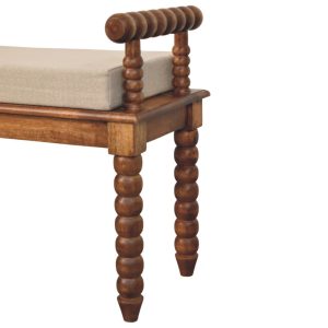 Amber Oak Mud Linen Bench