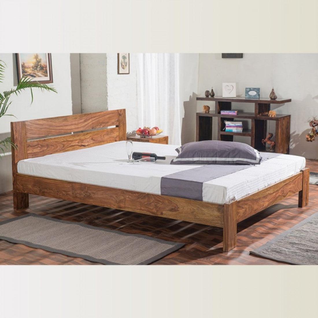 Mayfield Sheesham Wood Queen Size Platform Non Storage Bed