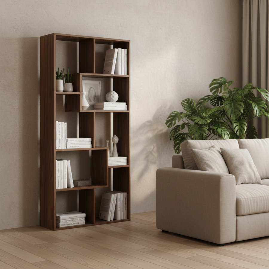 Modern Bookshelf with Storage Shelves - Medina
