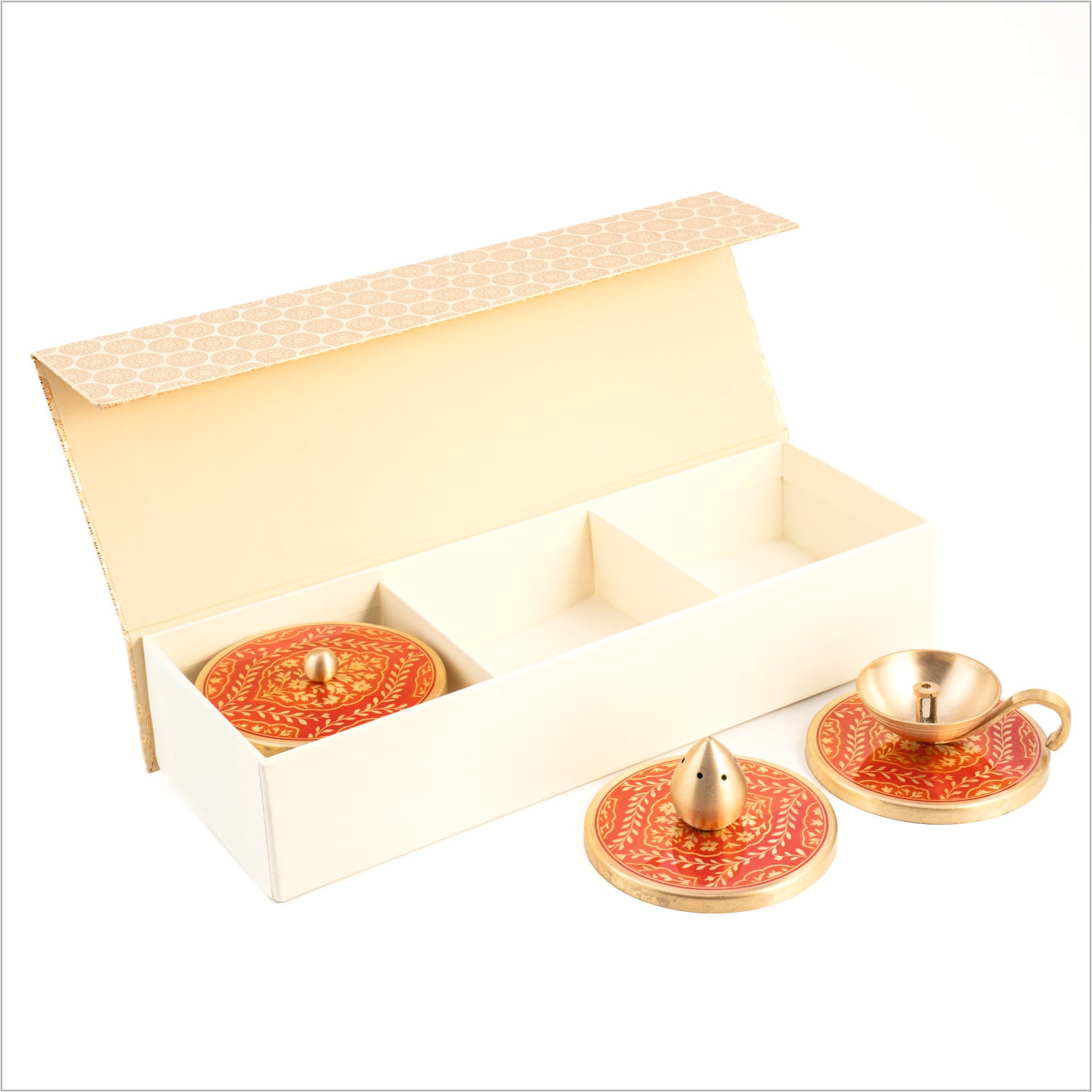 Gift Box: Omkar Diya+Incense Holder