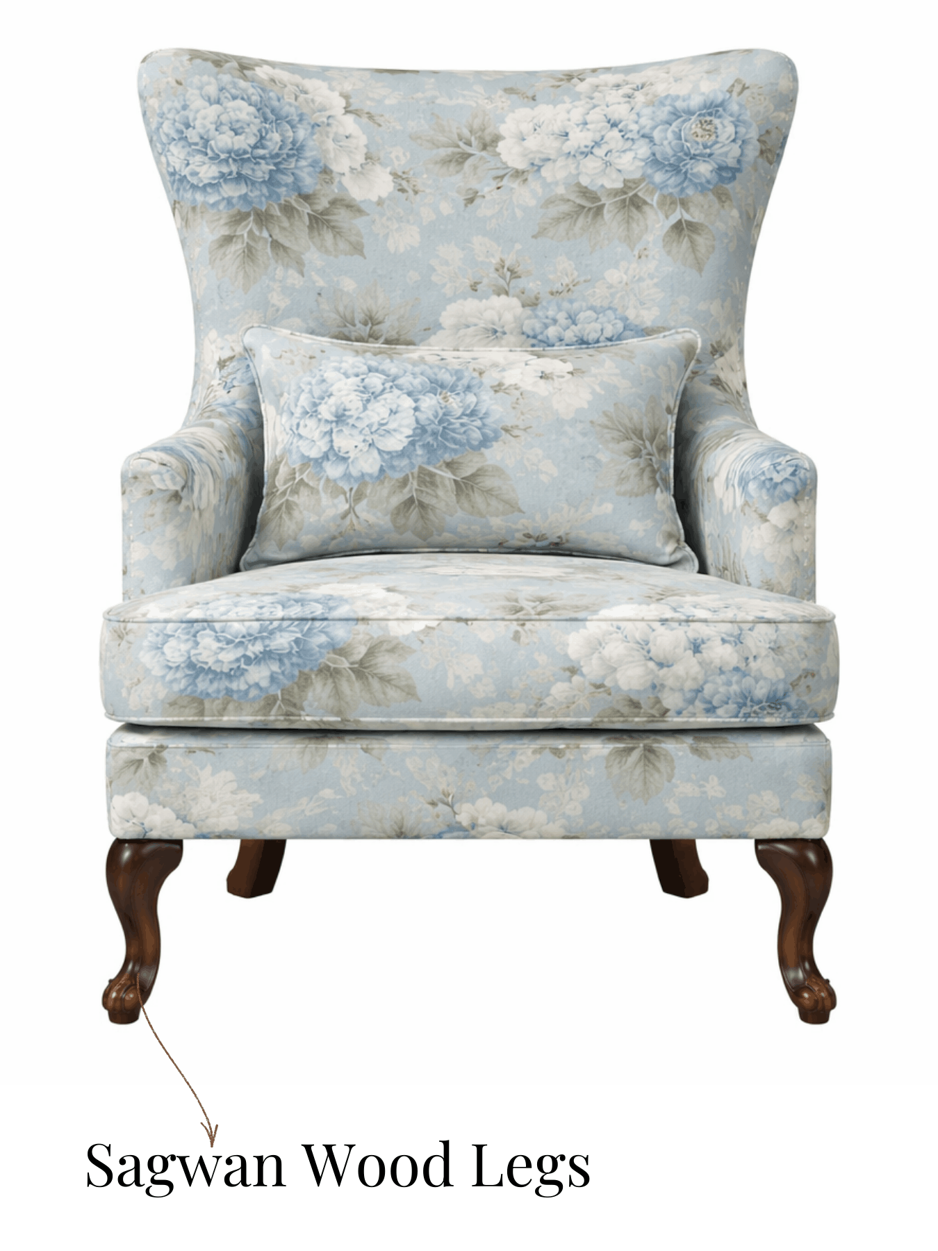 Imperia Premium Floral Wingback Accent Chair