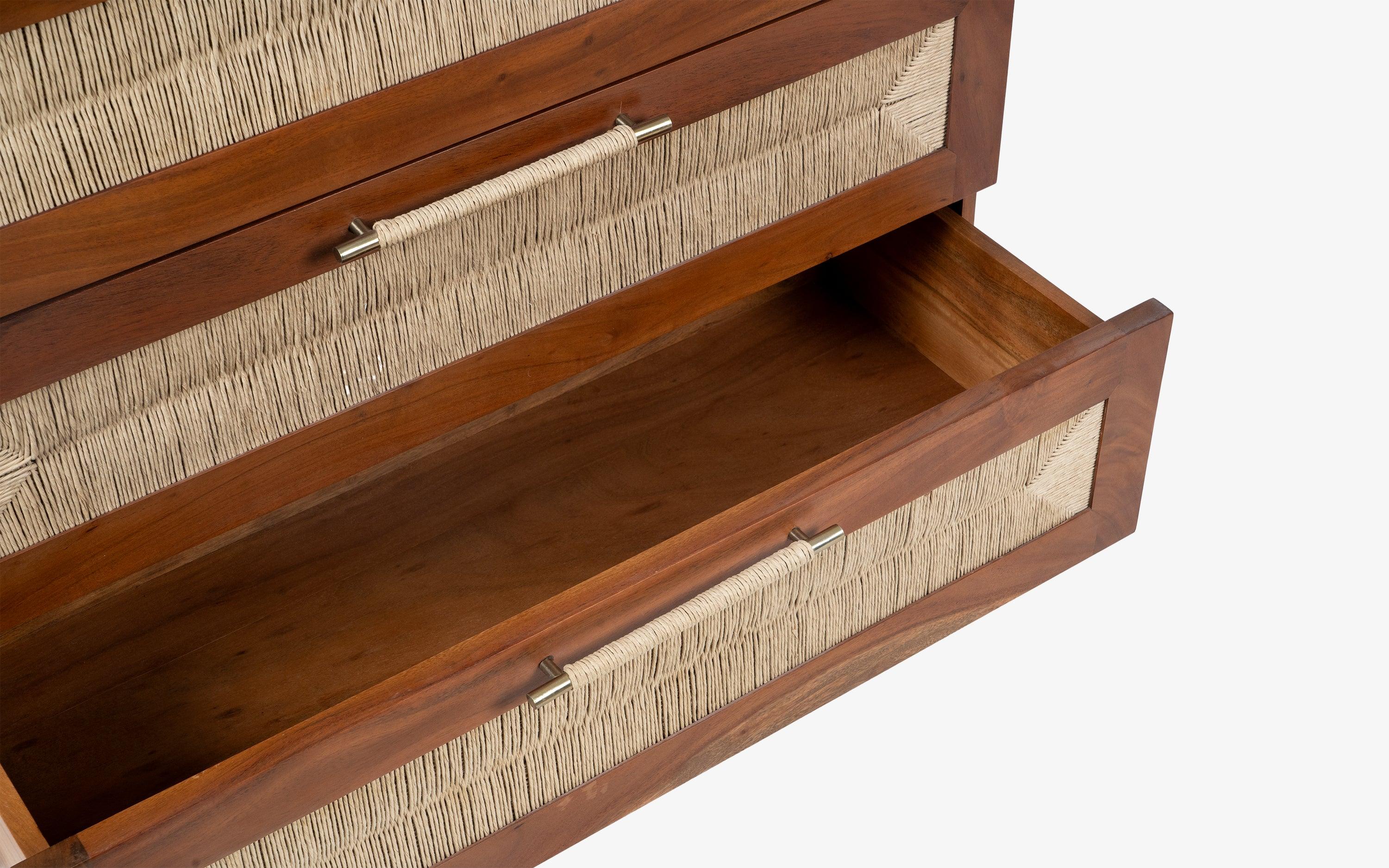 Abacus Chest of Drawers | Acacia Wood and Weaving