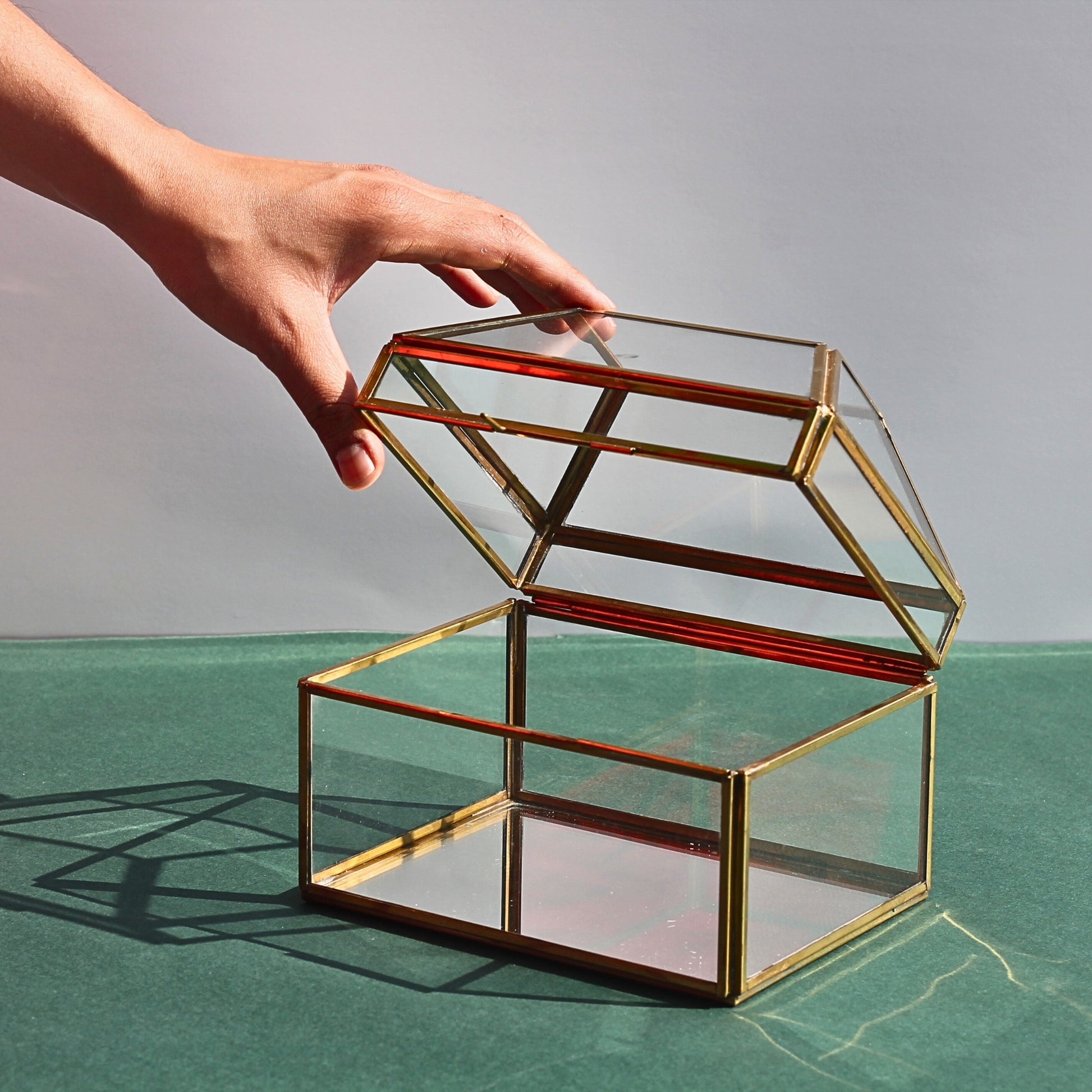 Tissue Box - Brass & Glass