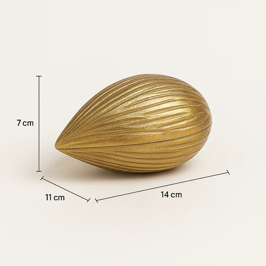 Premium Golden Almond-Shaped Candle with Lid | Pre-Filled Aroma Wax | Decorative Metal Container