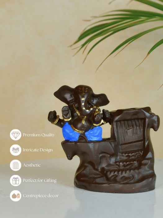 Artisan Blue Ganesh Smoke Fountain Tabletop Decor by  - Unique Home Showpiece