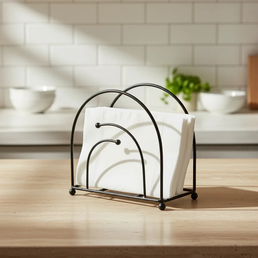 Twist Évo Napkin Holder | Modern Metal Tissue Stand in Black & Gold