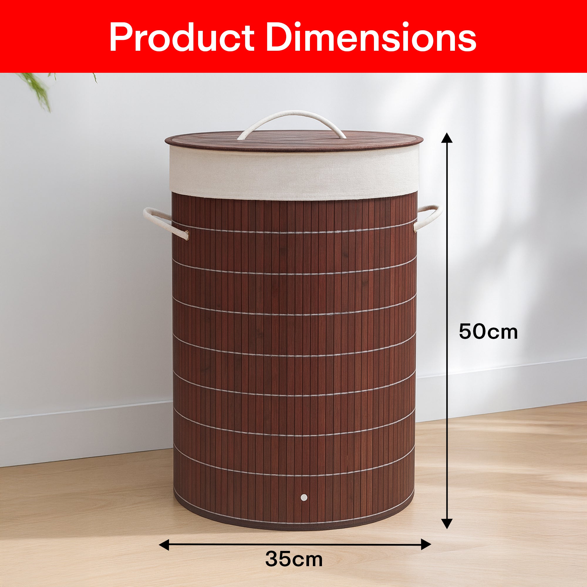 Bamboo laundry bag basket for clothes with lid toy storage organiser box foldable Round Home Organizer and Storage | Eco Friendly | Compact and Easy to carry