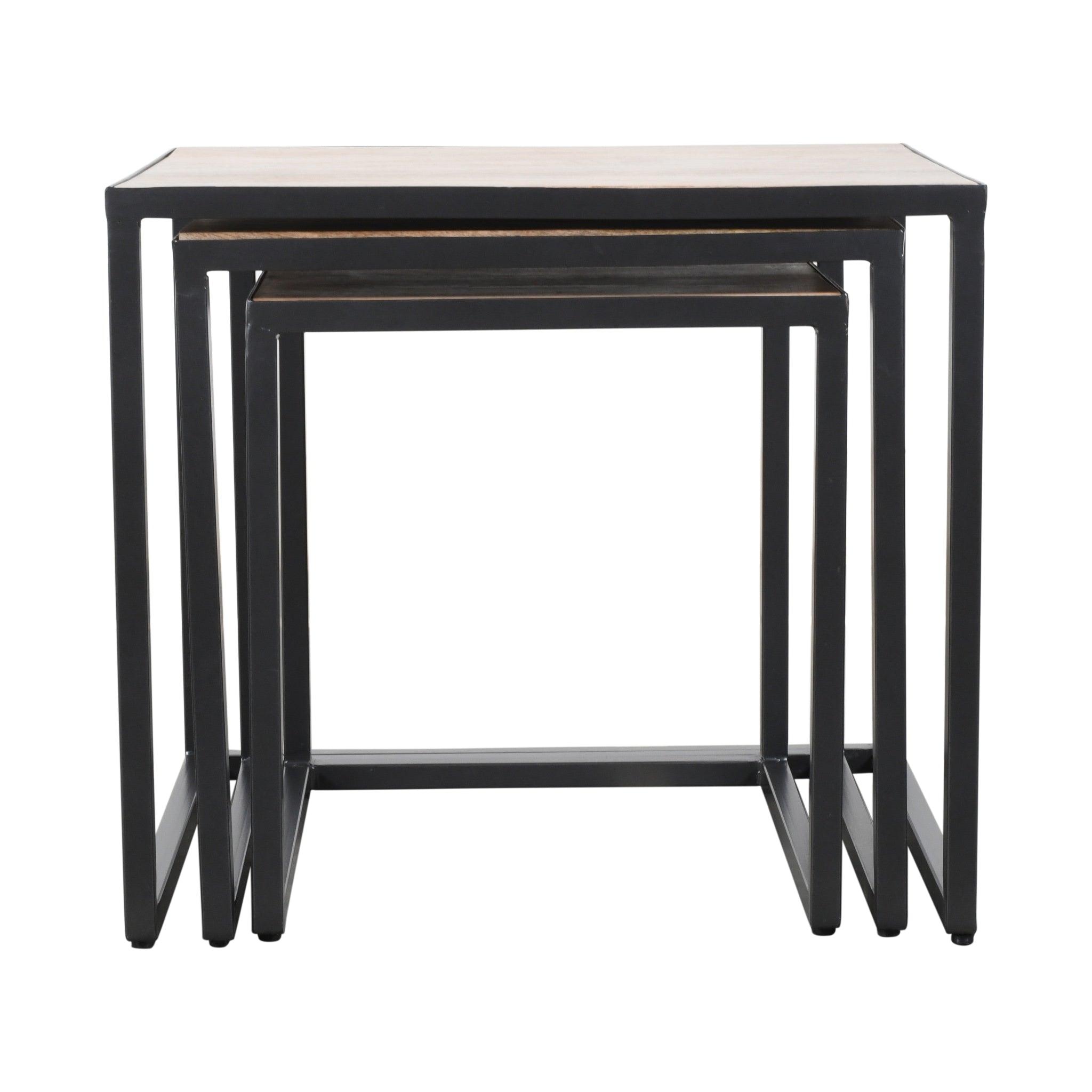 Vianna Set of 2 Nesting Table | Mango Wood Nest of Tables | Wooden Tea Table