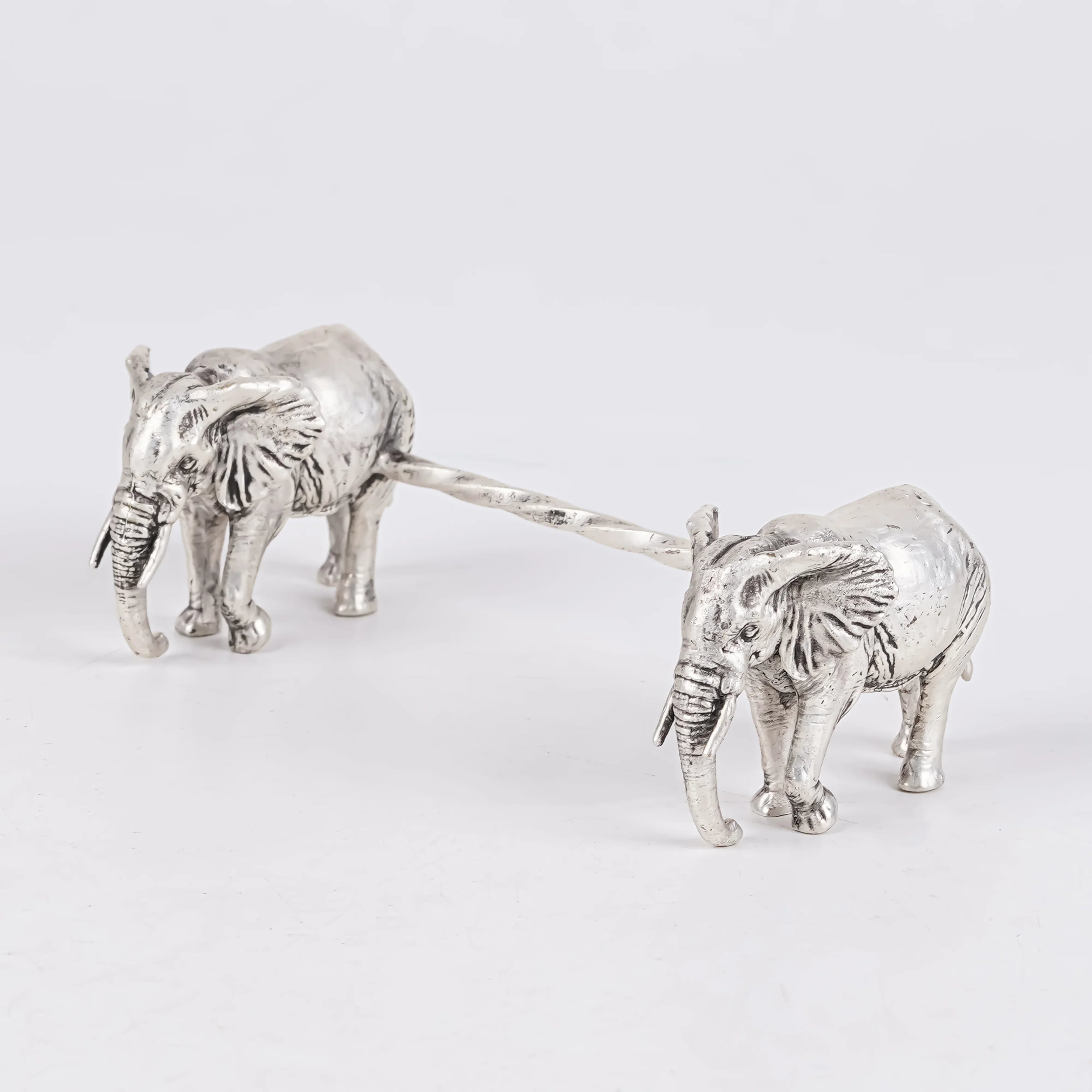 Silver Elephant Facing Front Spoon Rest