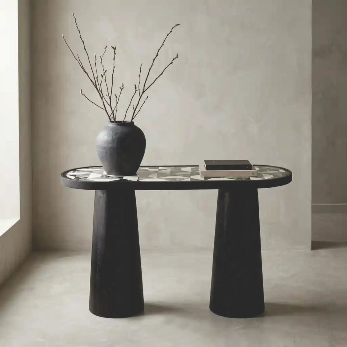 Ebony Geo Inlay Console
