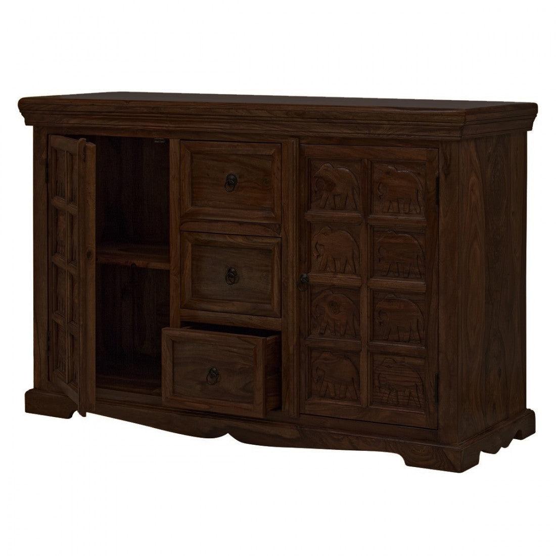 Sheesham Wood Mammoth Sideboard Three Drawer Two Door Storage Unit