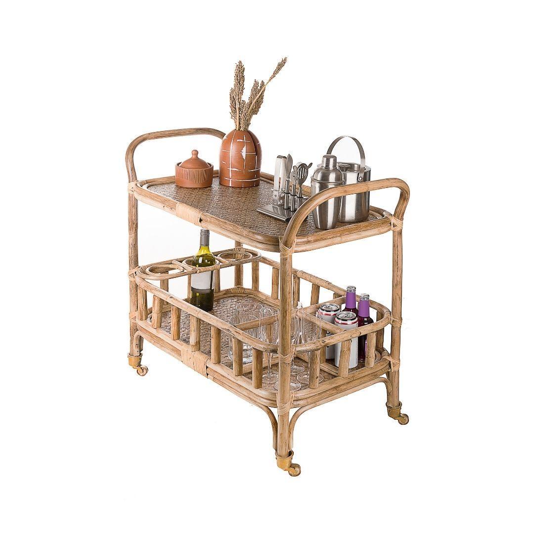 Bali Bamboo Bar Trolley | Kitchen Trolley | Serving Trolley with Wheels
