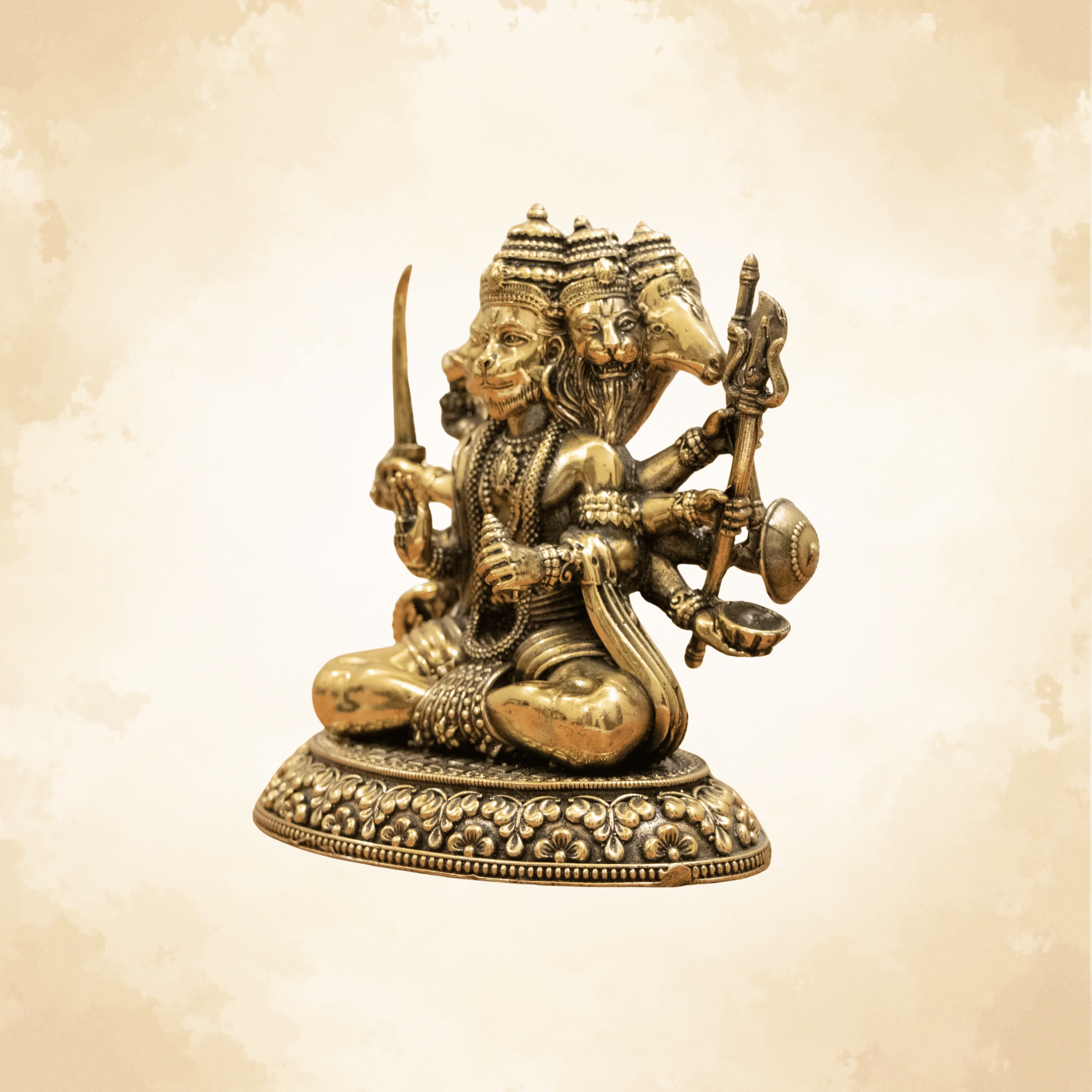 Pure Brass Panchmukhi Hanuman Murti | Lord Hanuman Idol for Protection, Courage & Positivity