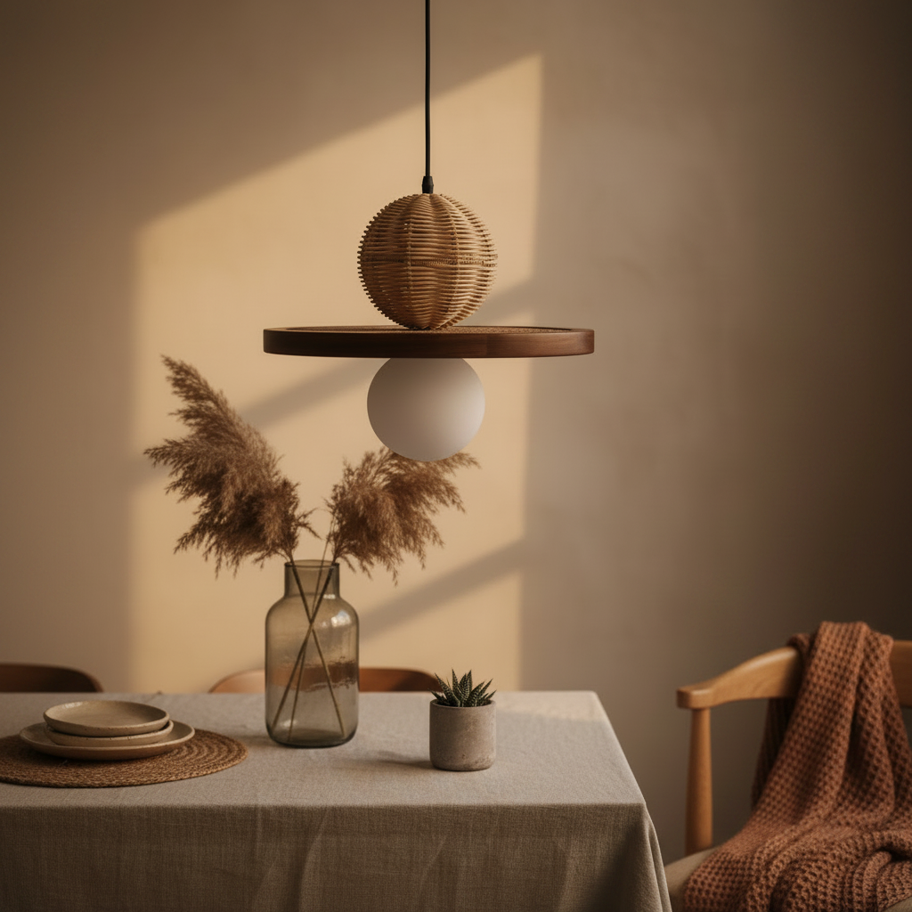 Satoi Teak Cane Pendant Lamp | Hanging Lights Lamp | Rattan Hanging lamp for Living Room