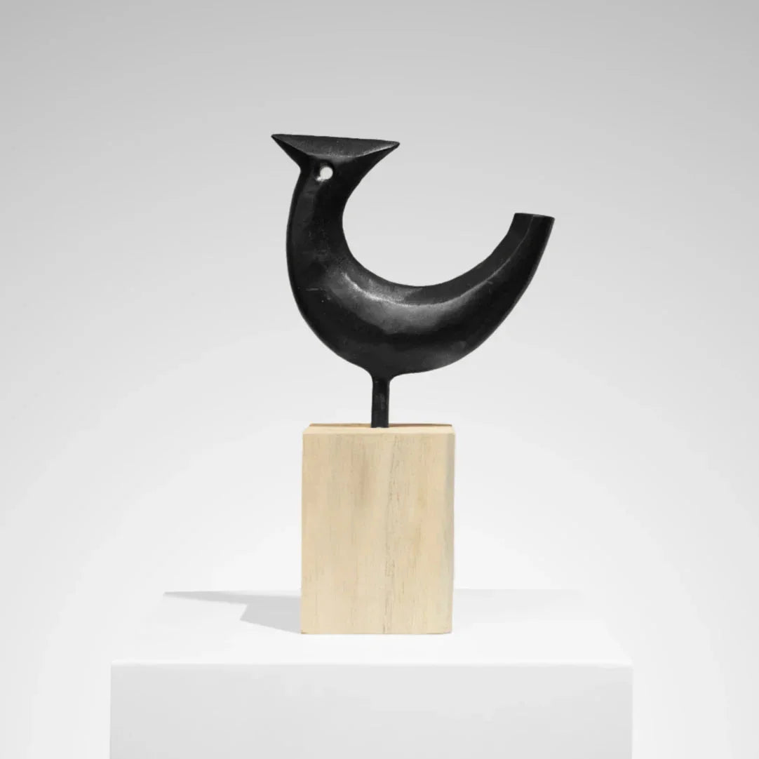 Shadow Perch - Abstract Metal & Wood Bird Figurine