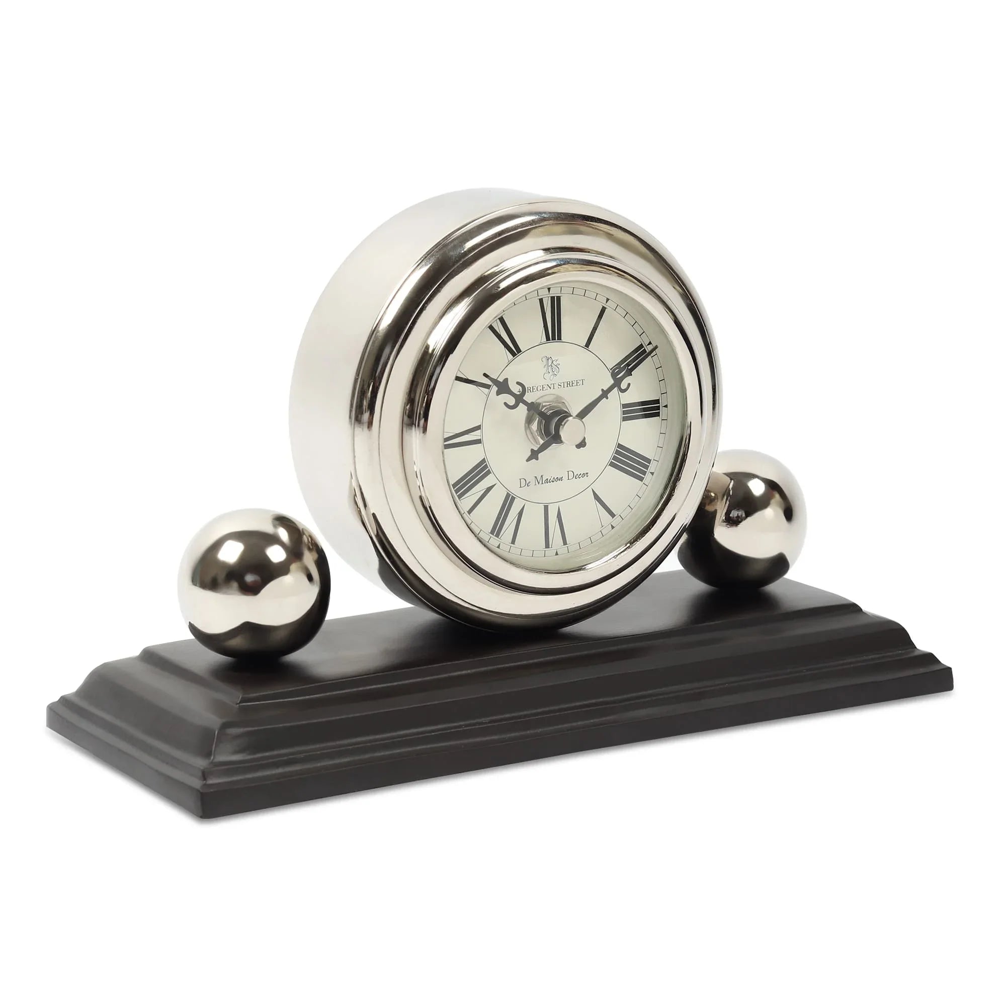 Orbit  Designer Table Clock | Sculptural Vintage-Inspired Desk Clock in Gold & Silver