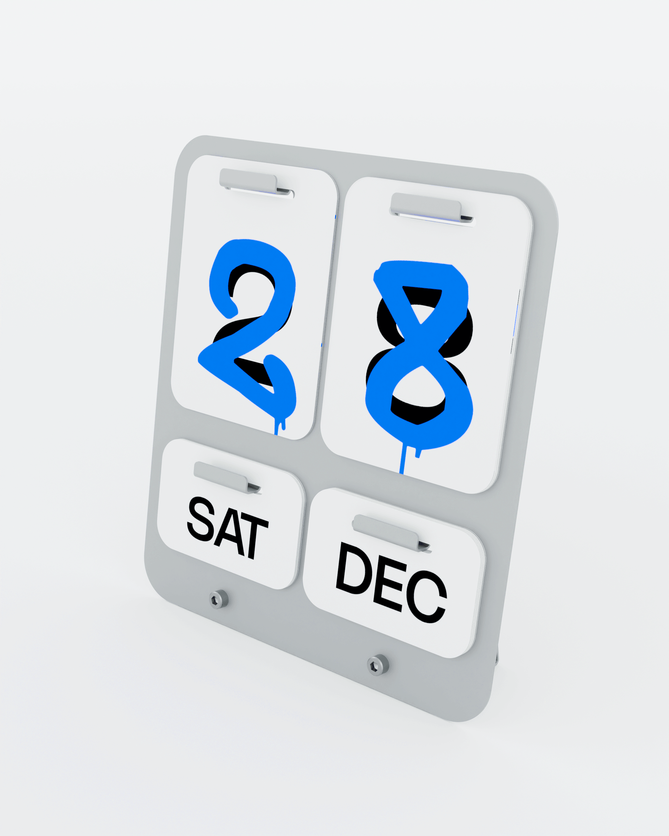 Modern Perpetual Calendar | Reusable Desk & Wall Calendar | Rust-Free GI Sheet | Minimalist Black & Silver Decor