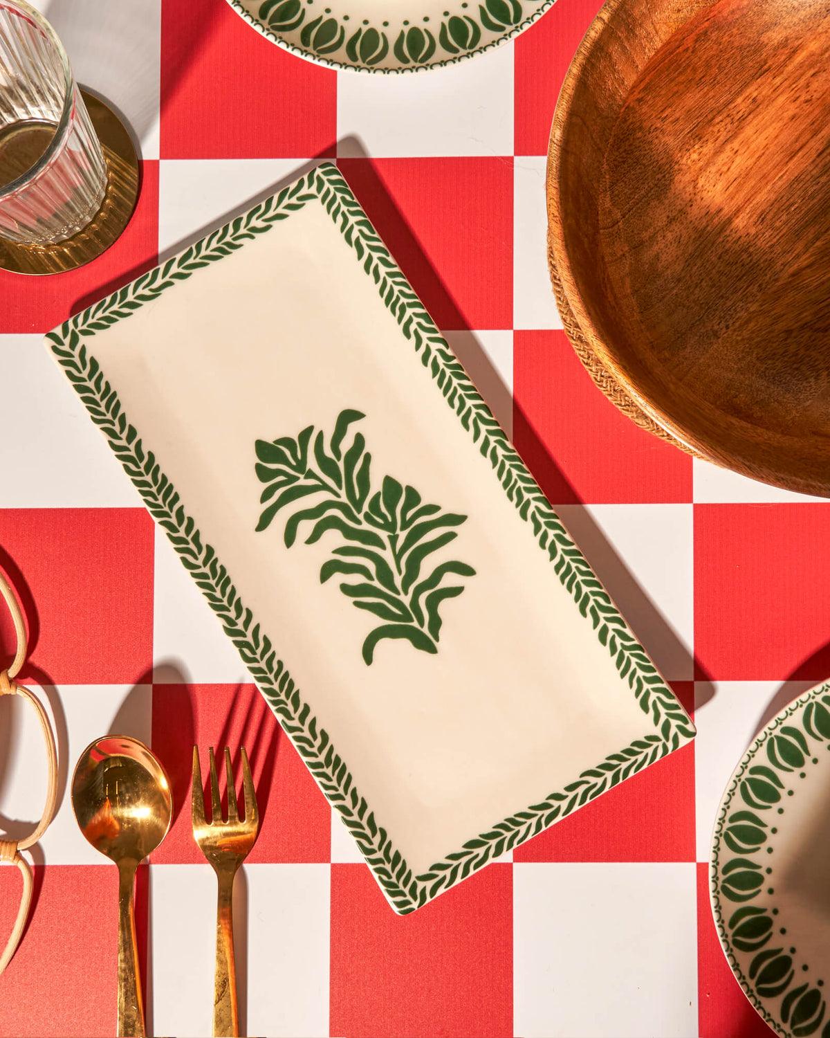 Porcelain Tamale Platter | Elegant Blue Snacks Serving Tray for Parties & Dining | Premium Ceramic Platter -1Pc