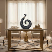 Drift Curve - Black Abstract Ceramic Sculpture