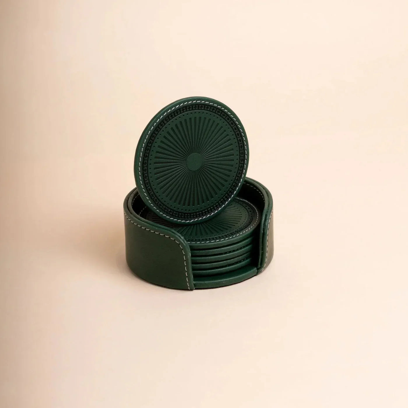 Sepia Homes | Aura Leather Coaster Set – Stylish Surface Protection