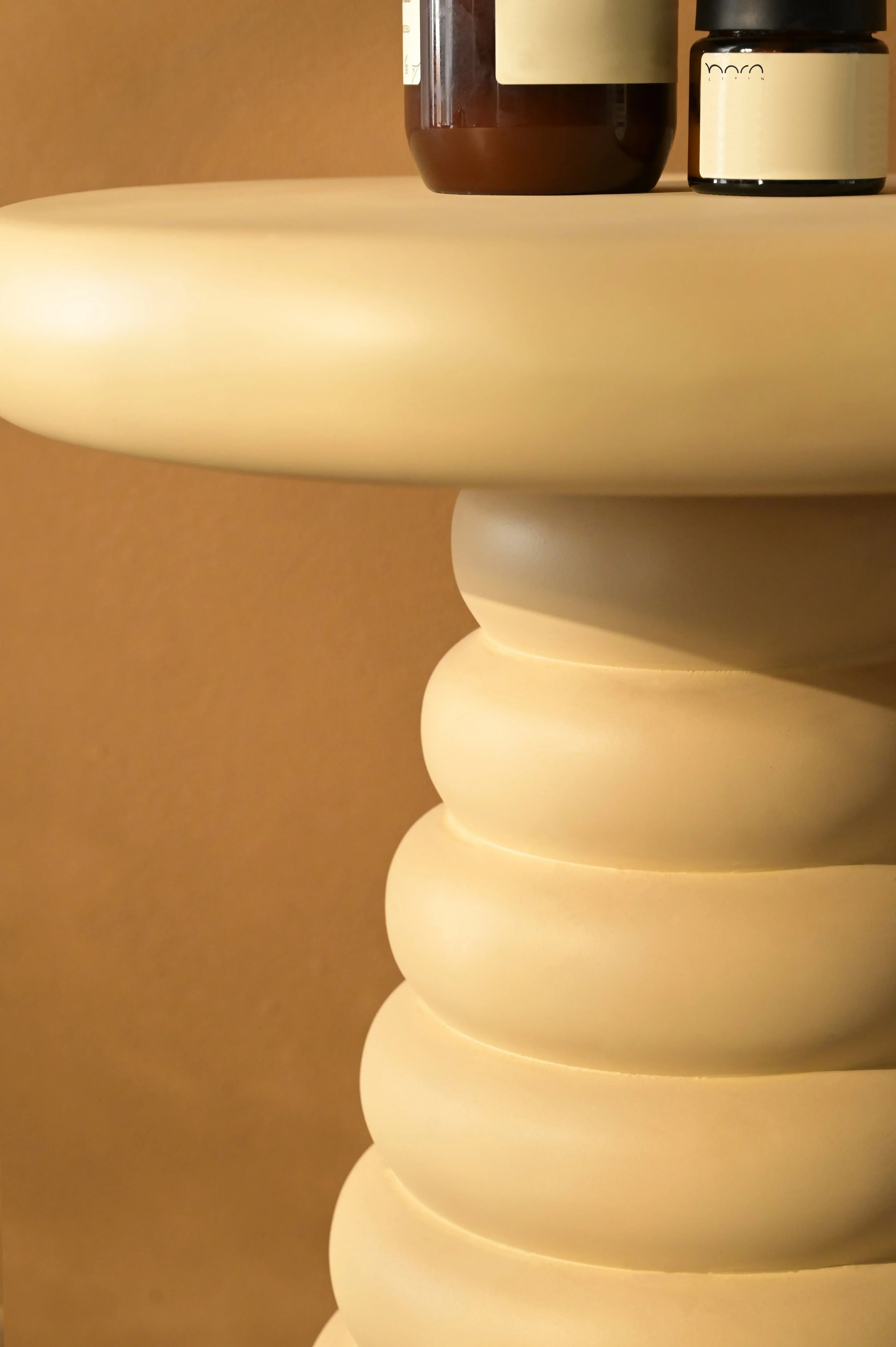 Pillar Cream Side Table | Modern Accent Table for Living Room & Bedroom