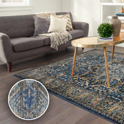 Traditional Rug in a Bag-Washable Indoor/Outdoor Carpet for Bedroom/Living Area/Home-Anti Slip Backing, Polyester Self Backing for Longevity-Foldable & Easy to Store (Rectangle)