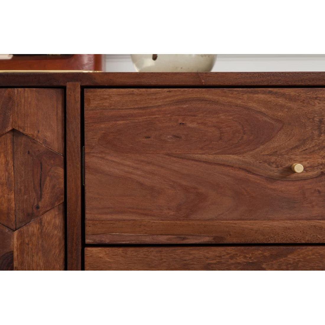 Sheesham Wood Geneva Sideboard With Three Drawer  (Honey Finish)