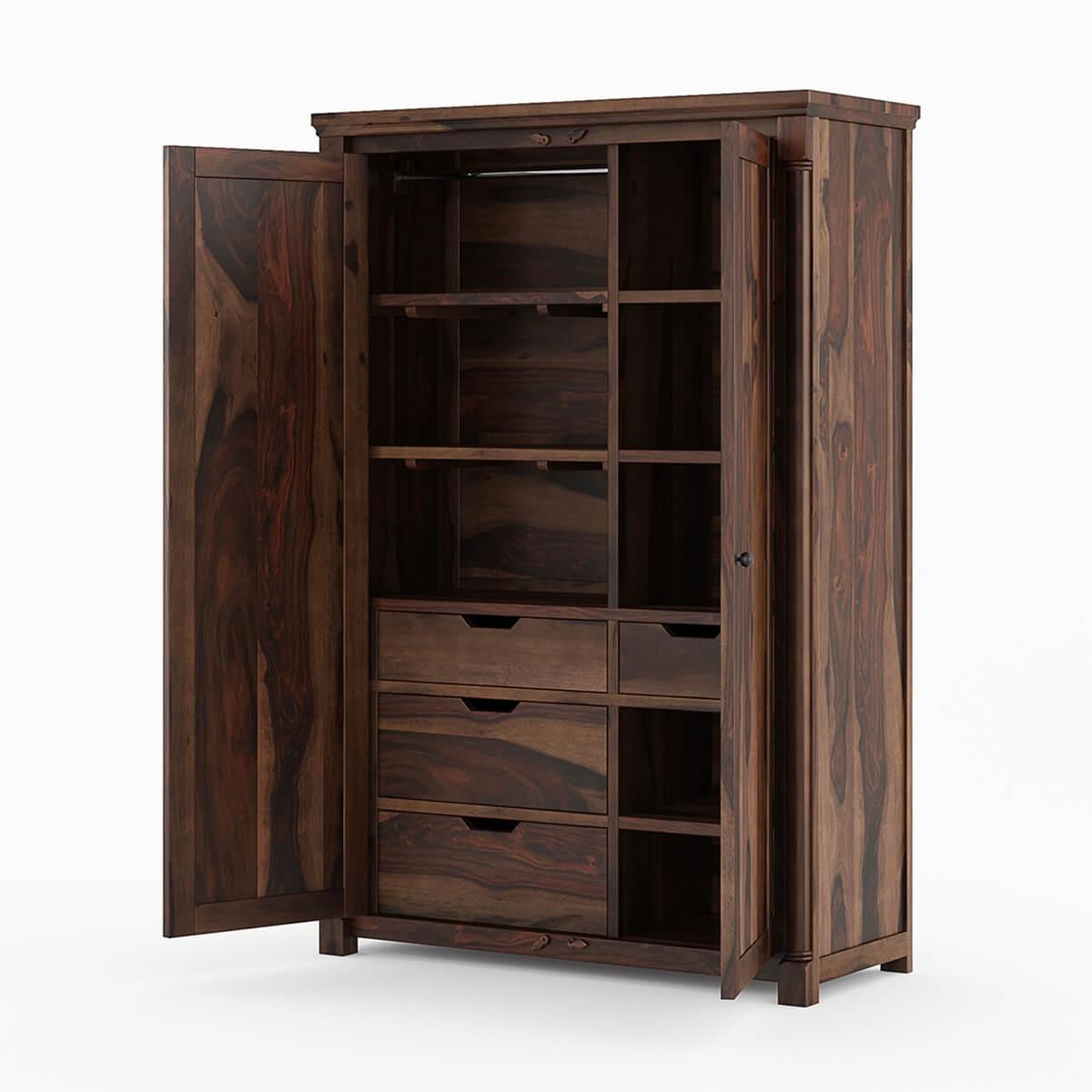 Claire Solid Sheesham Wood  Wardrobe In Provincial Teak Finish