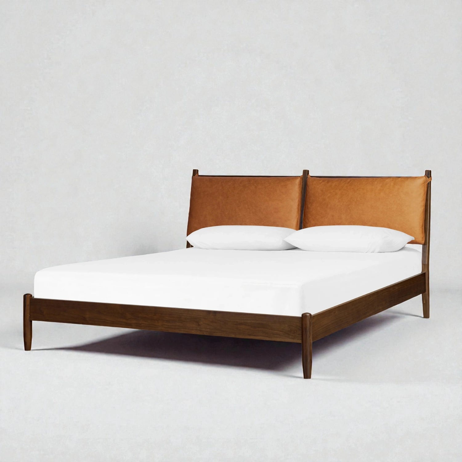 Cyprus Solid Teak Wood And Faux Leather/Fabric Upholstery King Size Bed