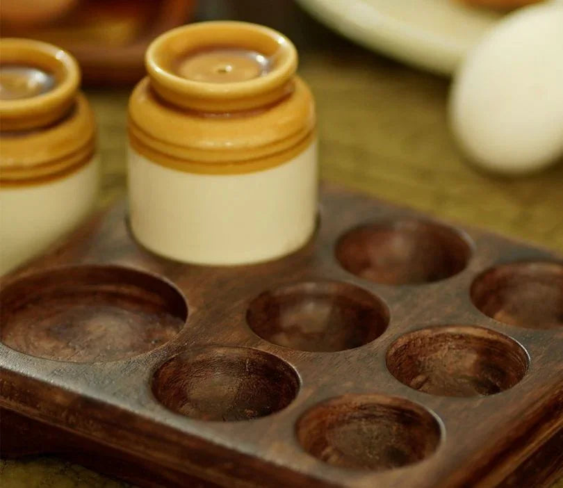 Irani Brown Egg Tray With Salt & Pepper Shakers For Kitchen Utilities
