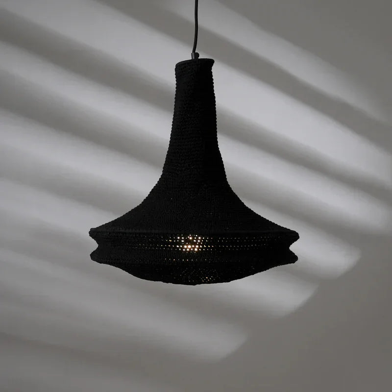 Handcrafted Crochet Pendant Hanging Light | Boho-Inspired Decorative Lampshade for a Cozy Atmosphere | Cotton