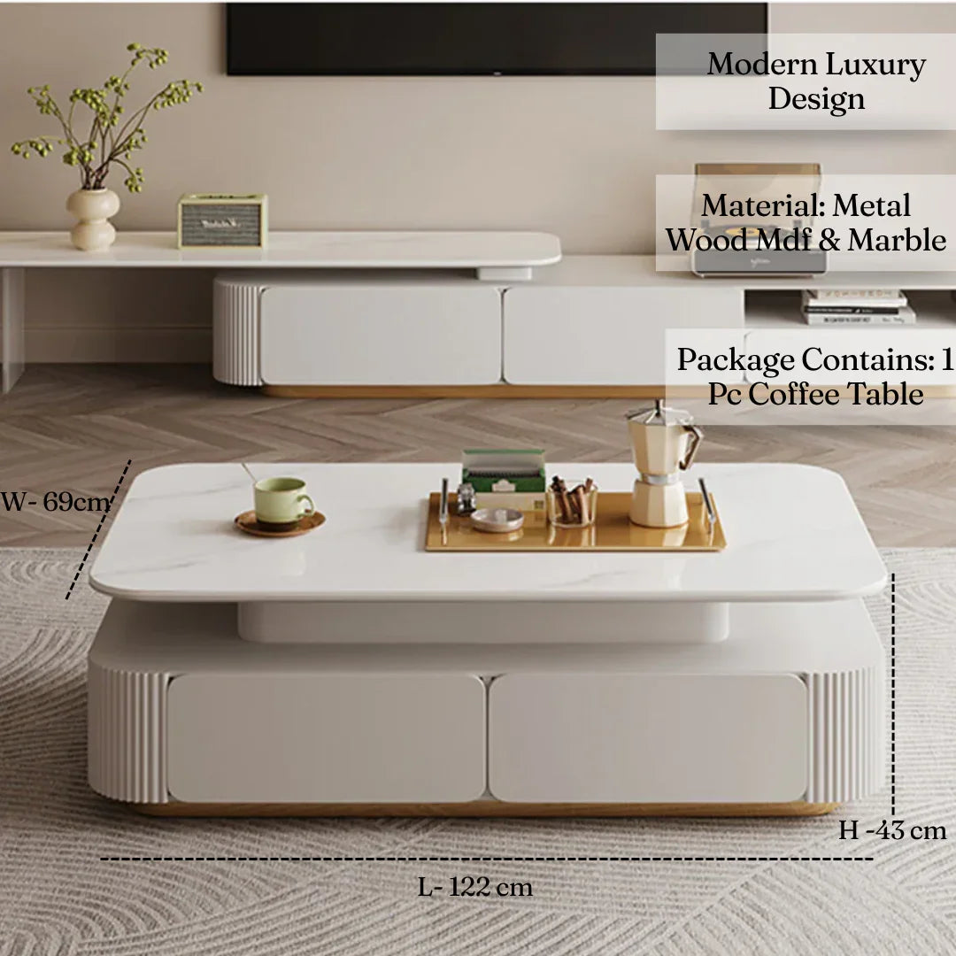 Modern Center Table for Living Room | Coffee Table with Drawers | Designer Tea Table
