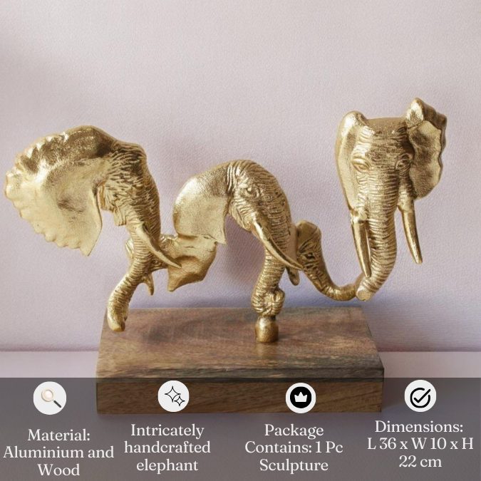 Elephant Head on Stand | Sculptures for Gifting & Decorative Objects for Office Desk