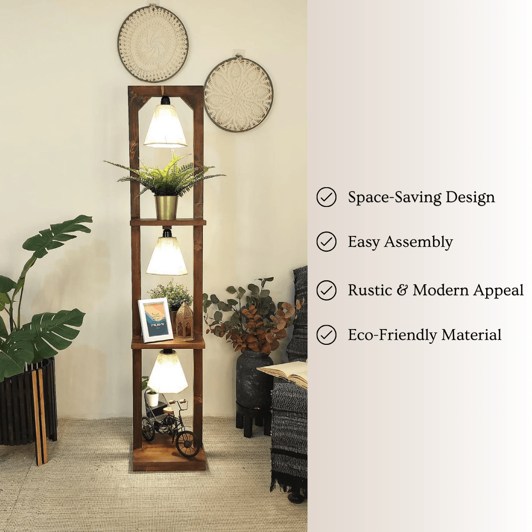 Daffodil Wooden Floor Lamp with Jute Fabric Lampshade | Standing Lamps for Living Room