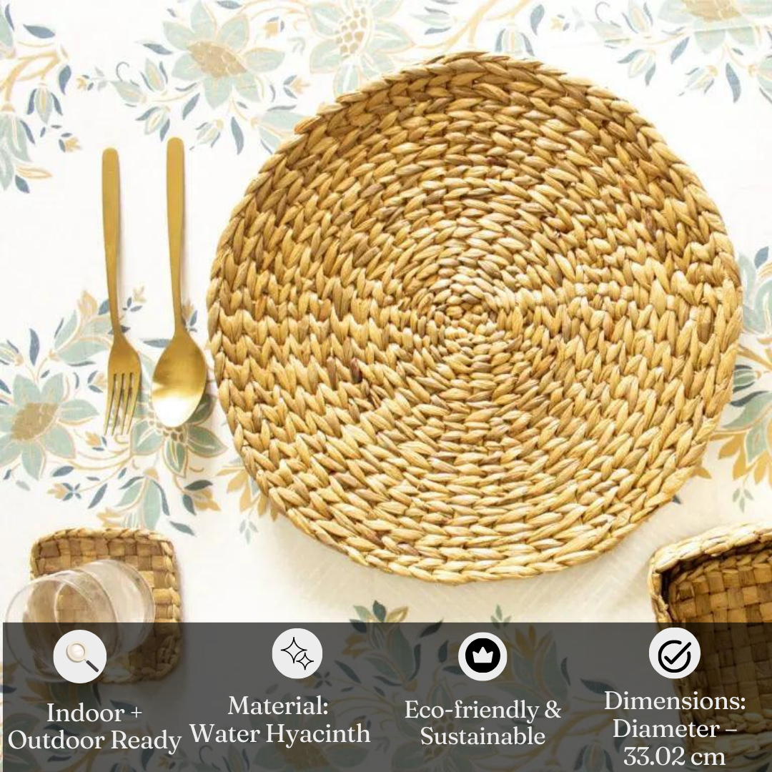 Weaver Round Table Mats Set of 6 | Premium Handcrafted Dining Table Plate Mats