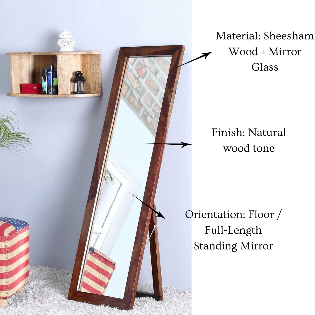 Sheesham Wood Floor Mirror | Full Length Mirror |  Standing Mirror | Bedroom Floor Mirror