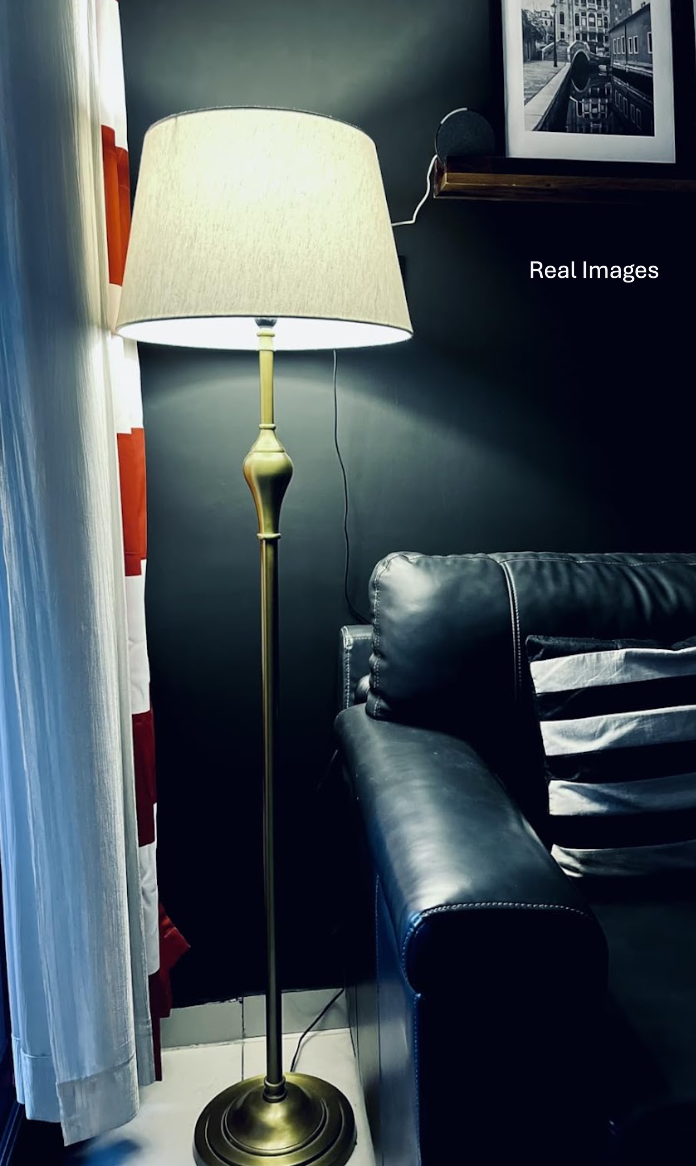 Royal Brass Antique Floor Lamp | Standing Lamp for Living Room with Lamp Shade - Off White