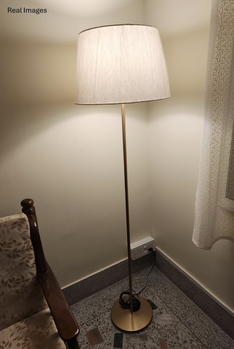 Royal Brass Antique Floor Lamp | Standing Lamp for Living Room with Lamp Shade - Off White
