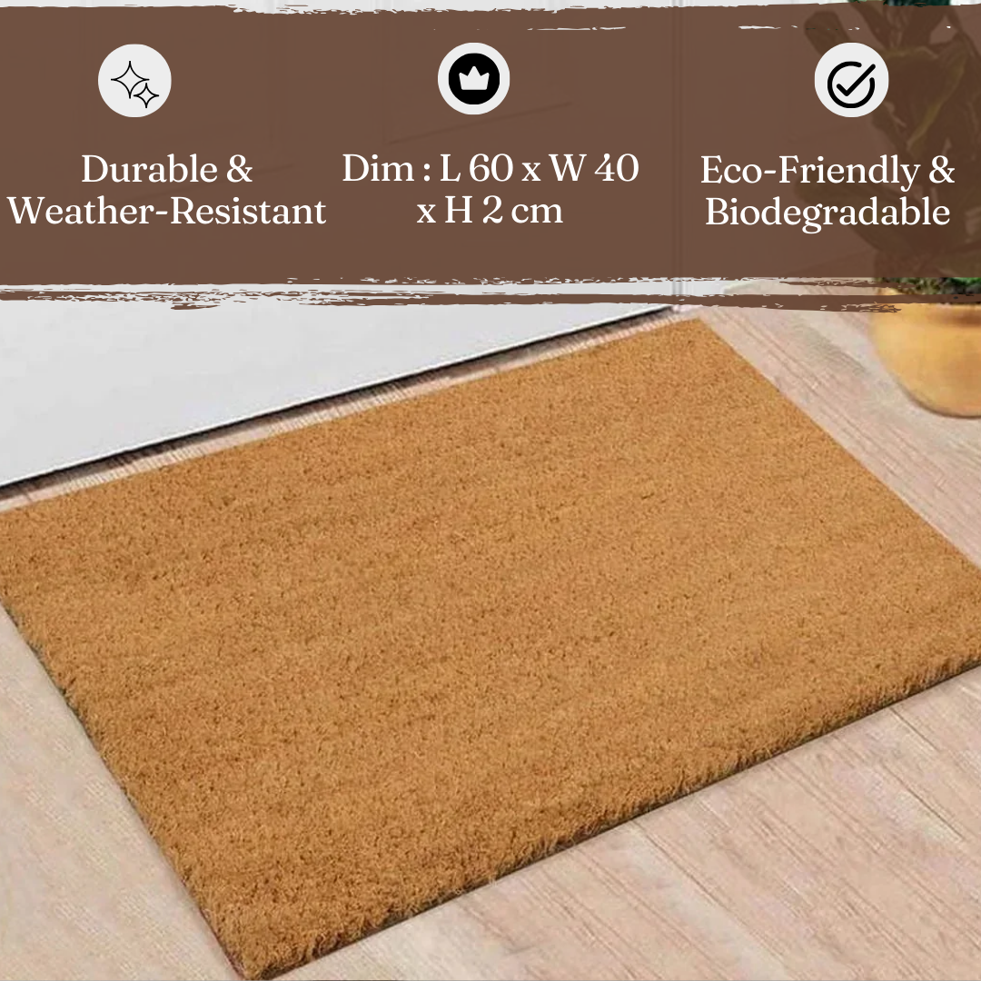 Eco-Friendly Natural Coir Door Mat | Durable & Non-Slip Door Mat for Indoor & Outdoor Use Set of 2