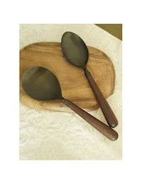 Corjuem Steel Ladles With Wooden Handle Set of 2 | Serving Spoons For Dining & Kitchen