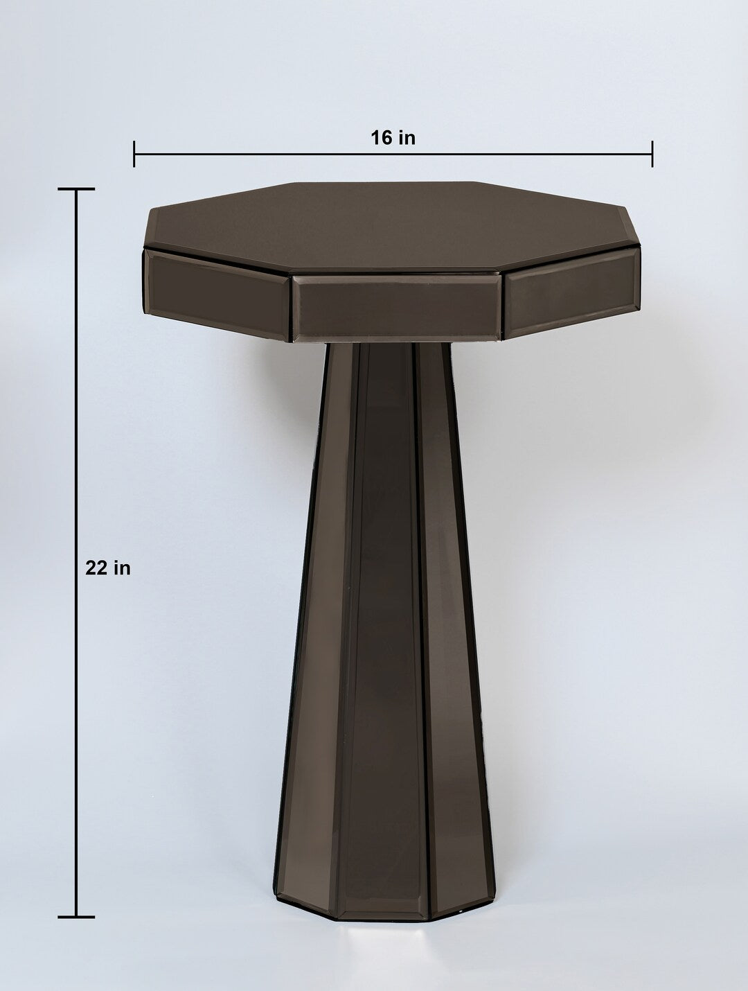 Mirror Octagonal Accent Table | Reflective Glass Side Table