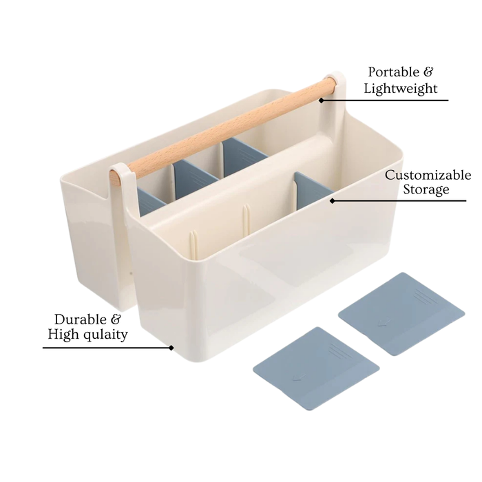 Portable Storage Caddy with Adjustable Dividers for Multipurpose Use