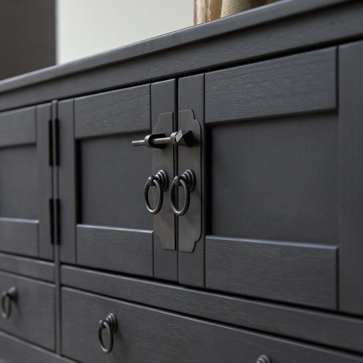 Oroville Solid Mango Wood TV Unit with 2 Drawers & 4 Doors | Modern Entertainment Console | TV Cabinet with Storage