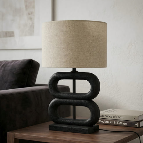 Koda Wooden Lamp Base | Sculptural Black Table Lamp for Modern Interiors