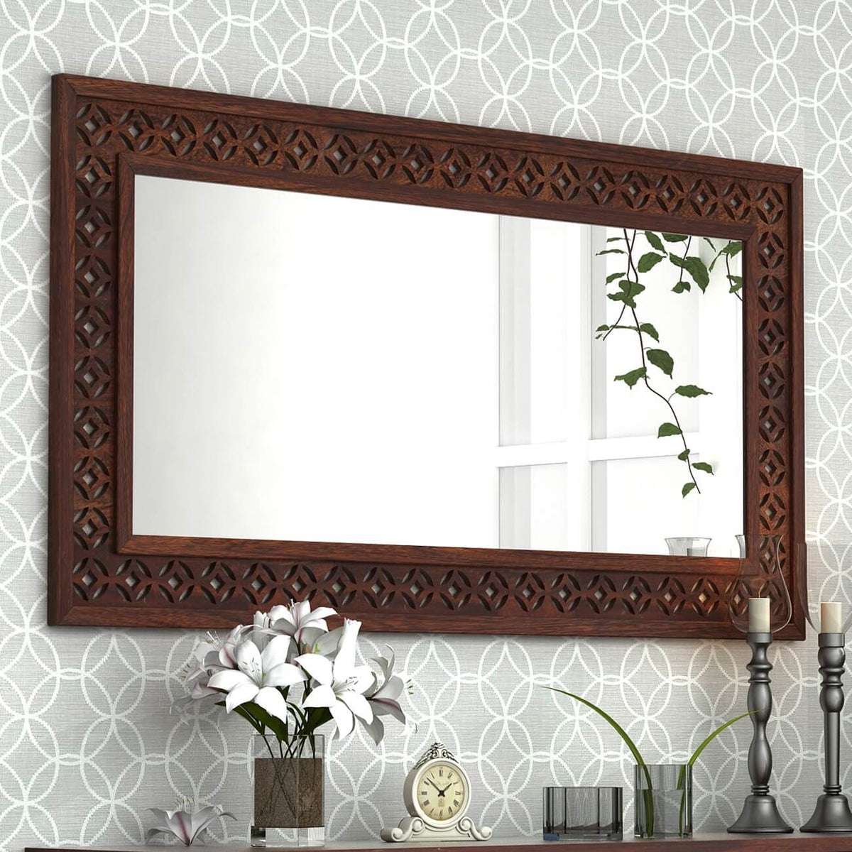 Mercury Mirror | Sheesham Wood, Mirror and Mdf