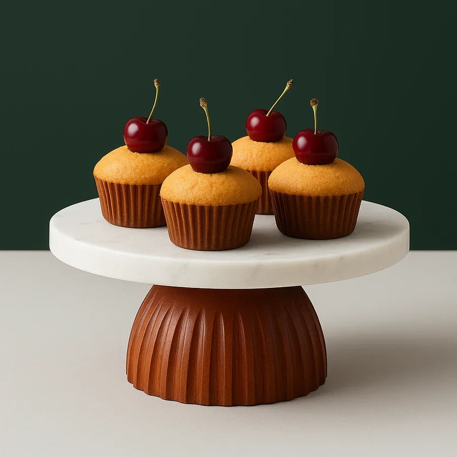 Marble wooden base cake and pastry stand