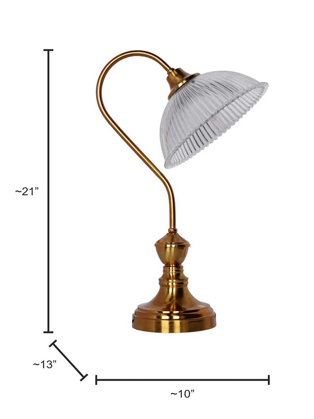 Antique Brass finished Retro Reading Lamp with Fluted Glass Bowl Shade